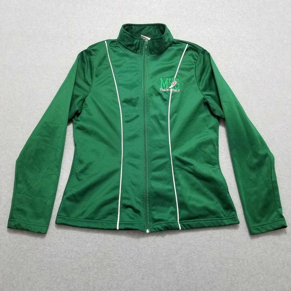 A4 Womens‎ Track Jacket Large Green Full Zip Pockets MHS Track & Field Wingfoot